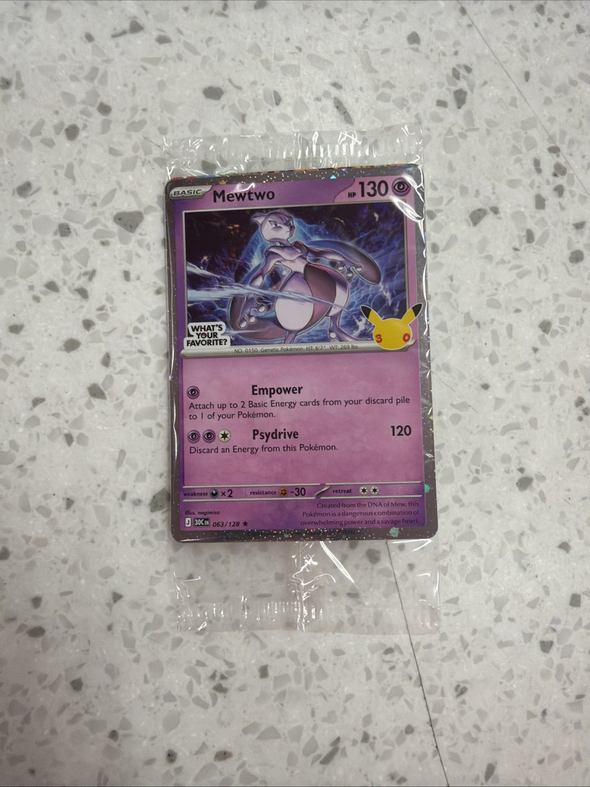 Pokemon 30th Anniversary Mewtwo Celebrations Promo Card Exclusive 063/128 Sealed Pokemon 30th Anniversary Mewtwo Celebrations Promo Card Exclusive 063/128 Sealed