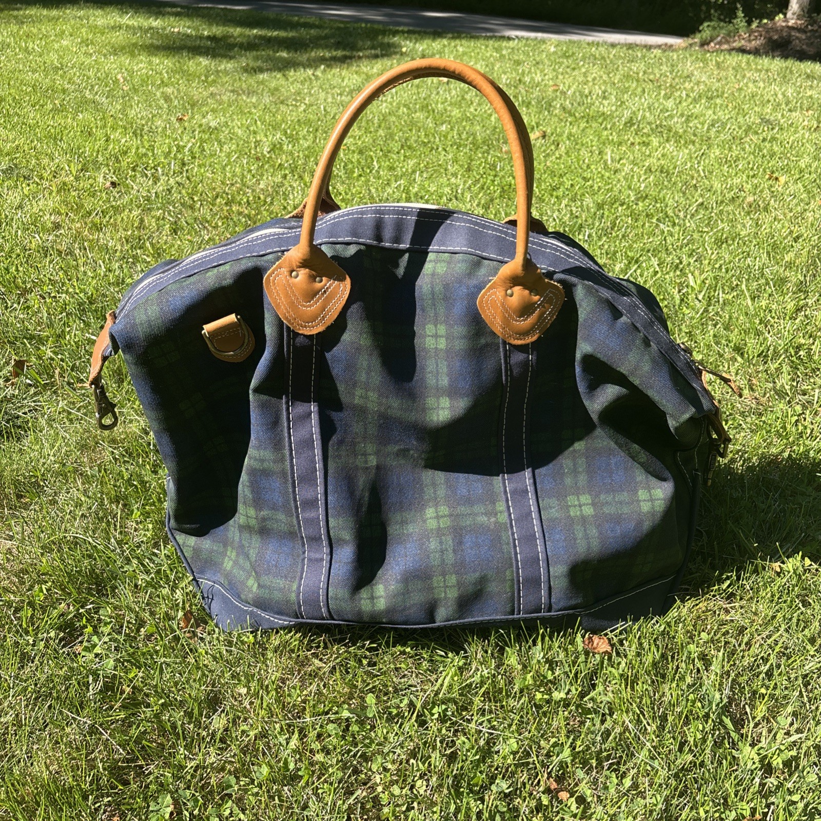 Vintage 90s L.L. Bean Black Watch Tartan Battenkill Canvas Boat And Tote Duffel