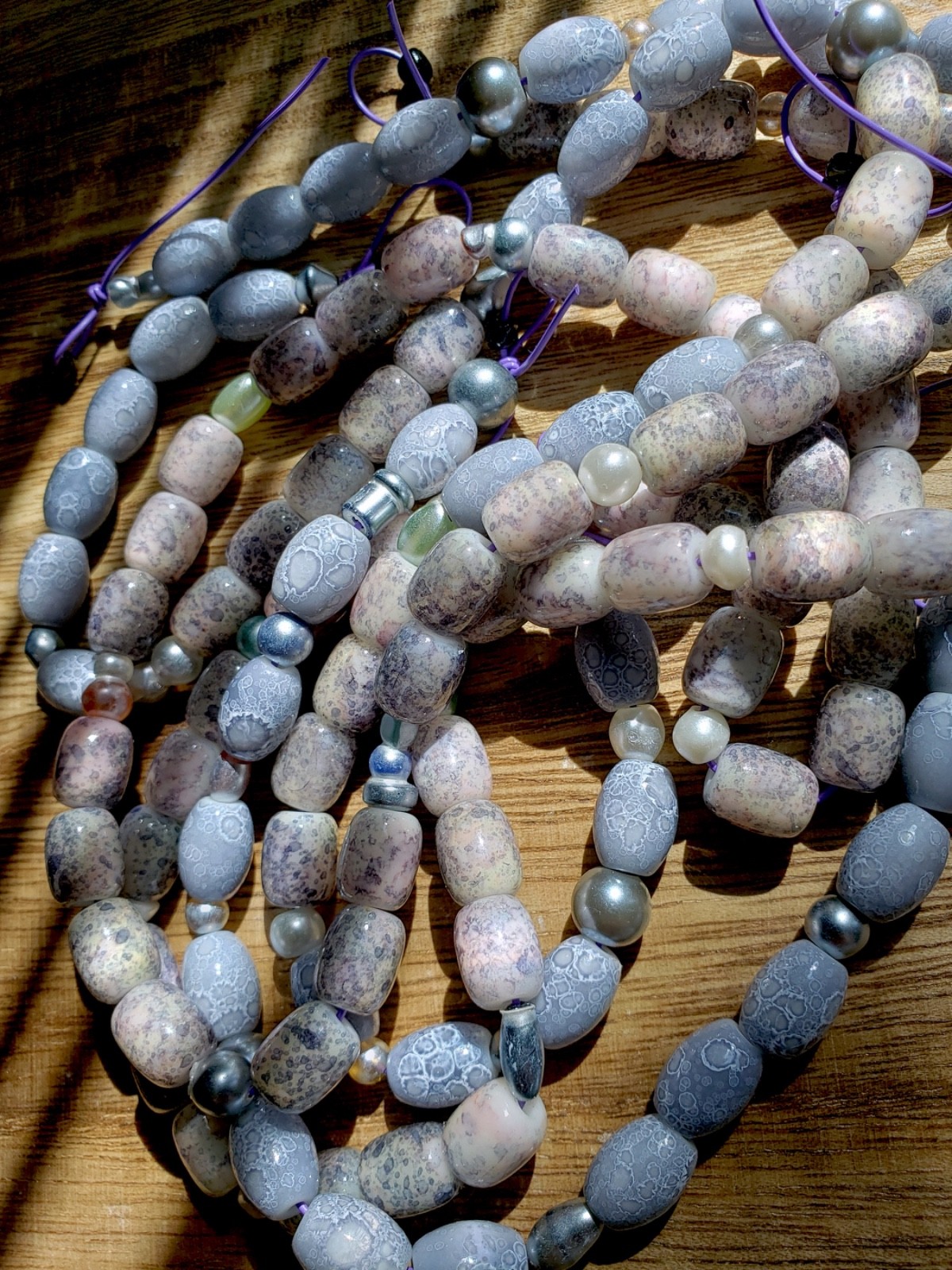 Glass barrel beads, muted shades watercolor, 15\ Glass barrel beads, muted shades watercolor, 15\