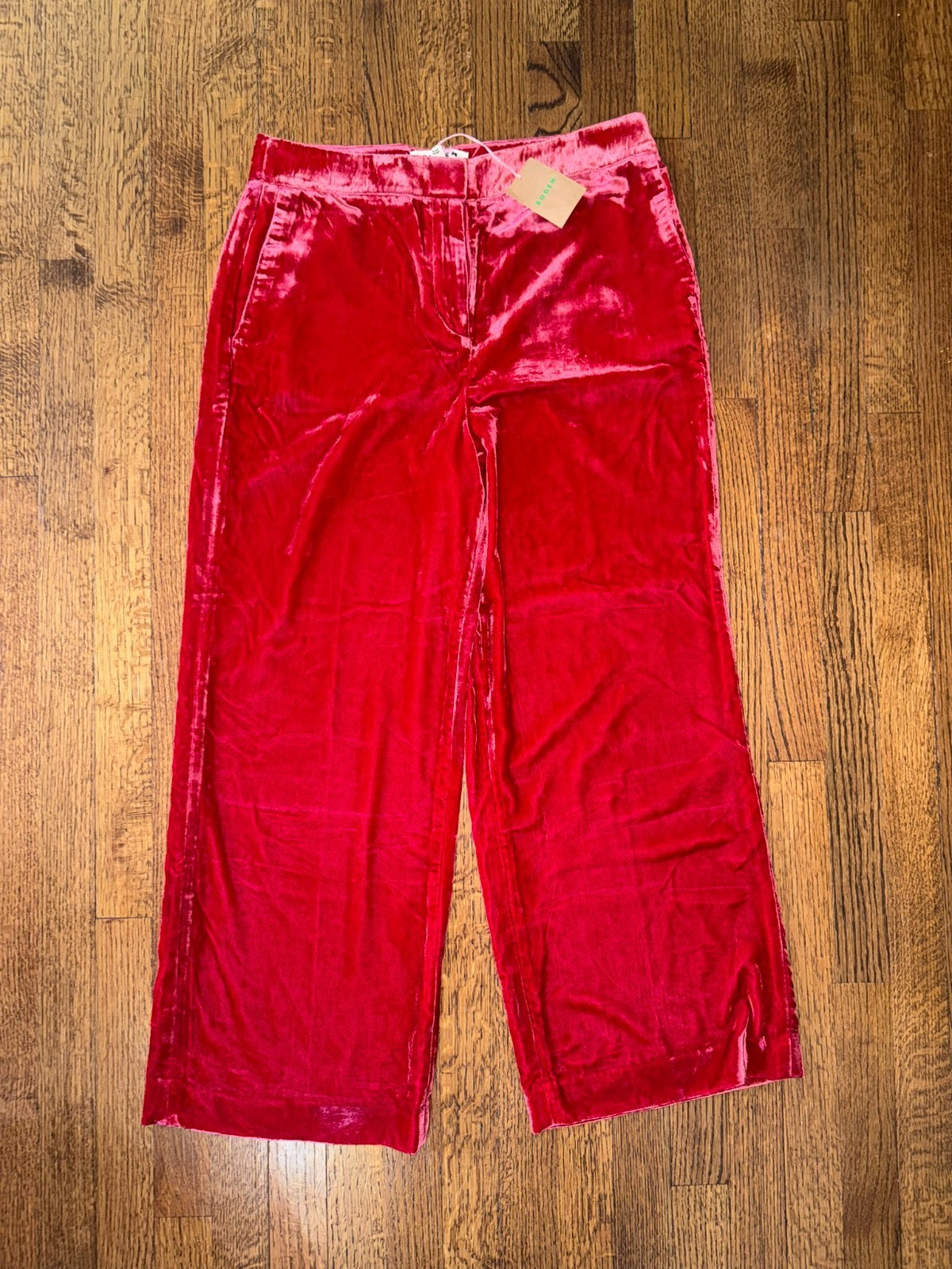 NWT Boden Selwood Poinsettia Red Velvet Trousers