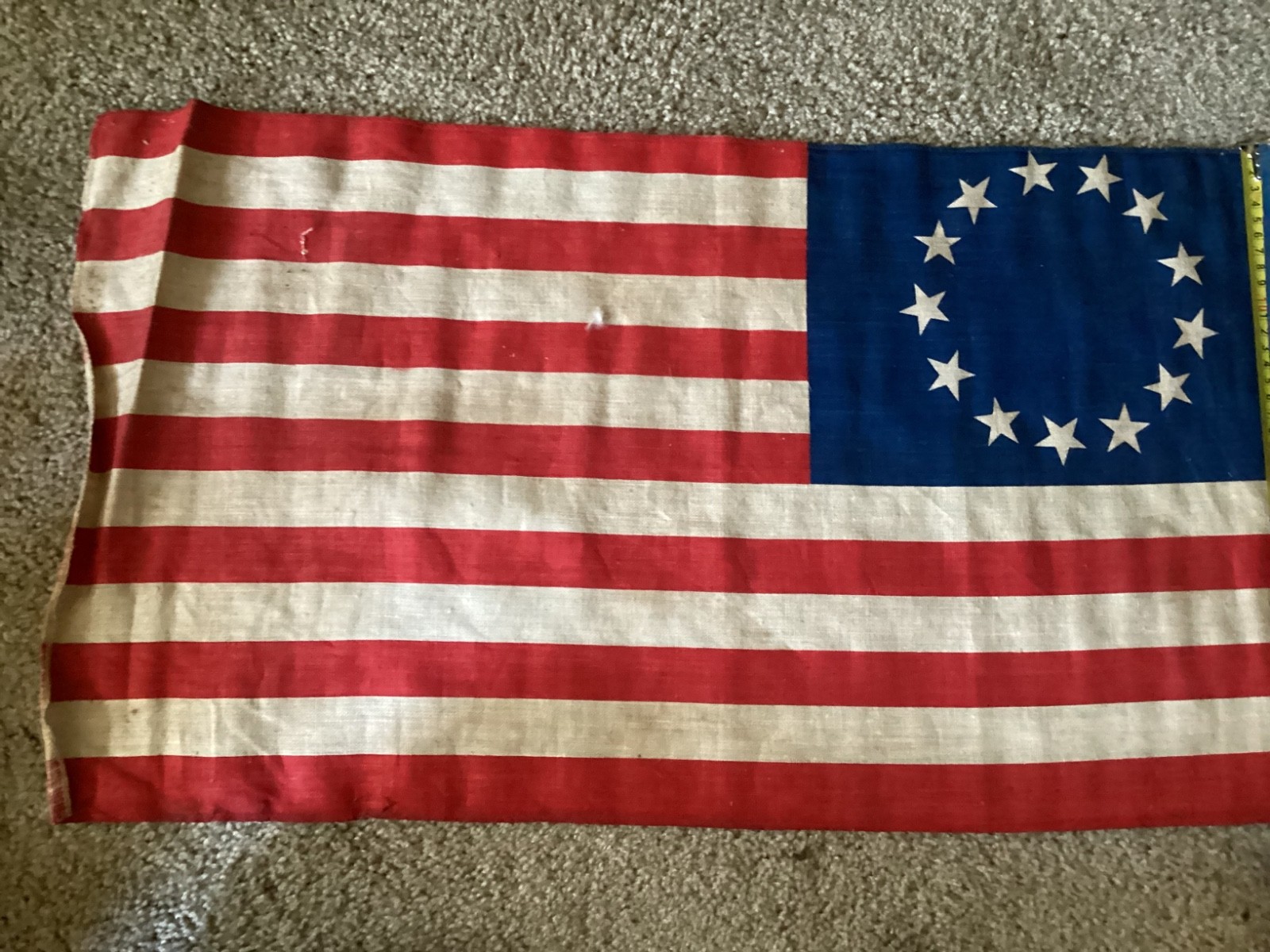 Vintage 13 Star American Flag (Backwards) Hand Sewn Single Side Print Rare Item