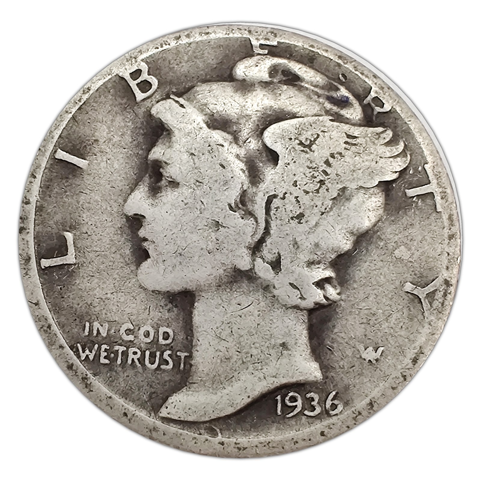 1936-D Mercury Dime G Good 90% Silver