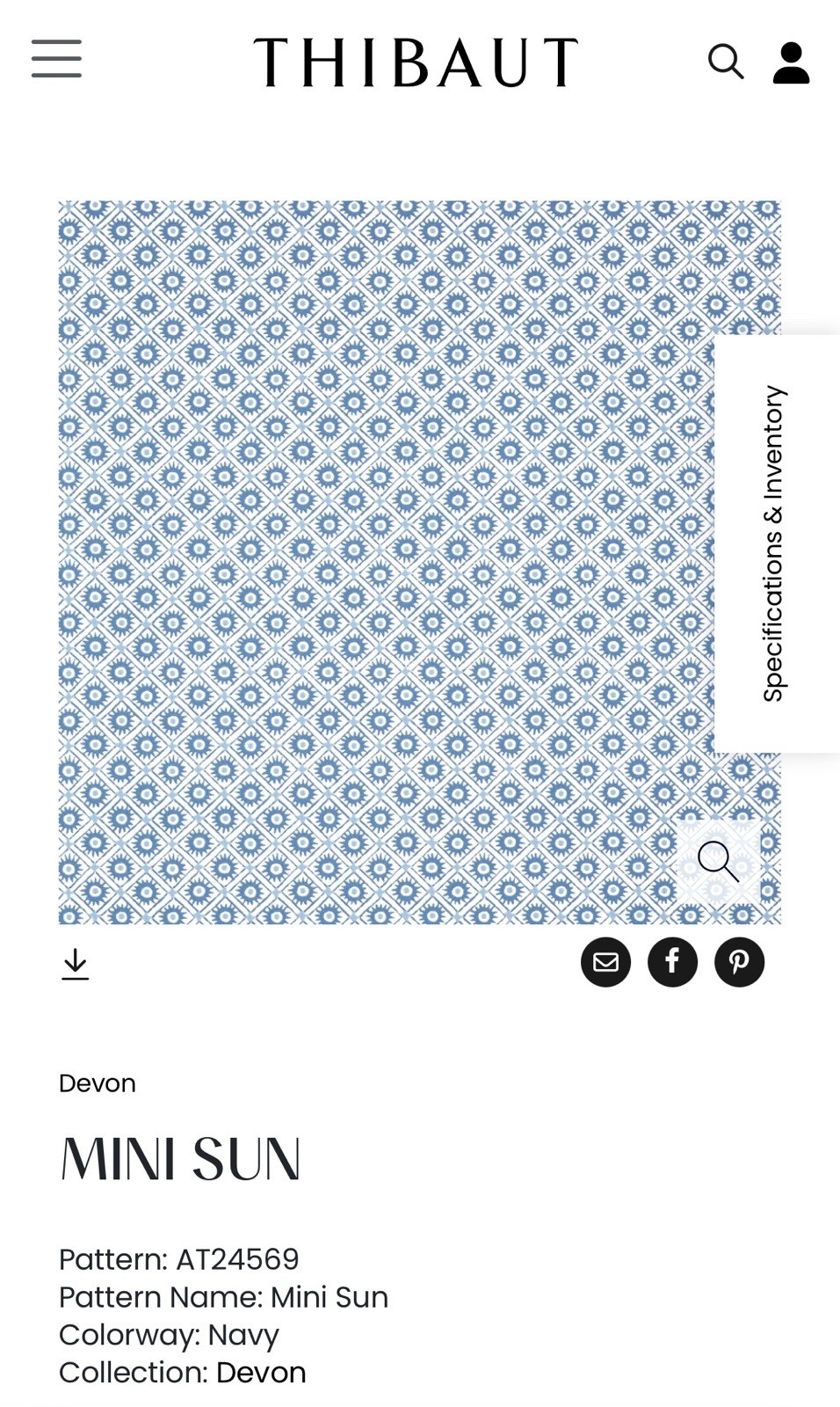 Anna French Wallpaper Mini Sun In Navy AT 24569 Anna French Wallpaper Mini Sun In Navy AT 24569