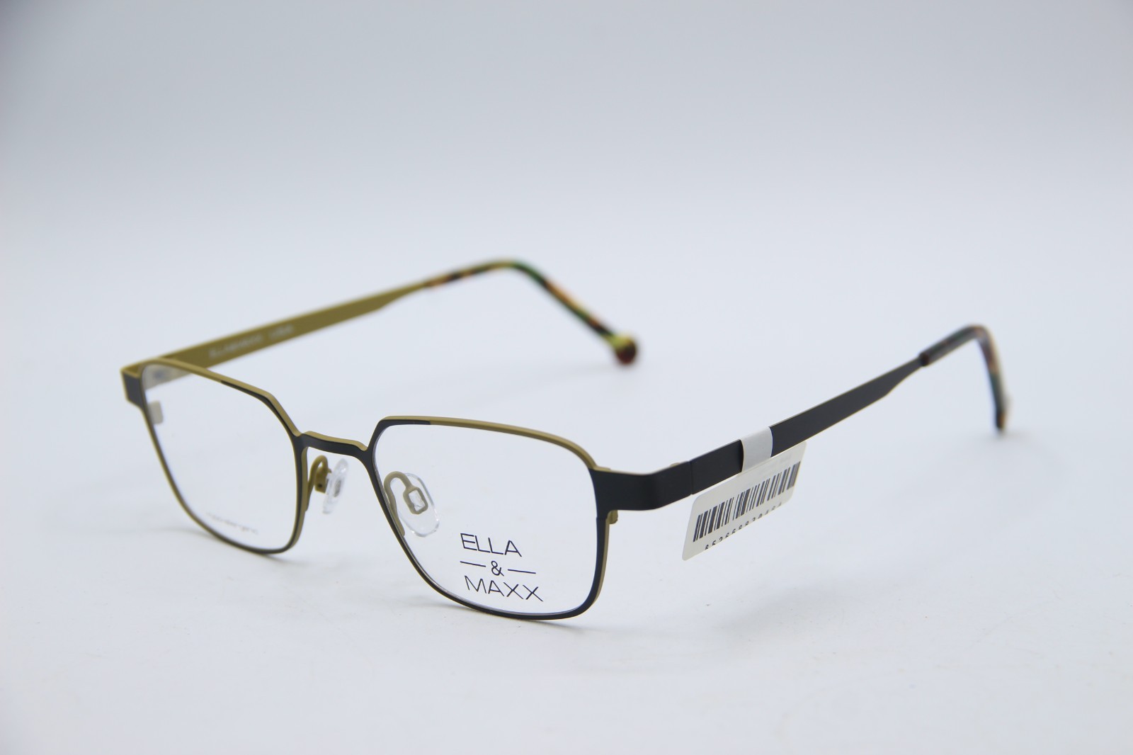 NEW ELLA & MAXX 701206 COL. 55 BLACK LIME HORN AUTHENTIC FRAMES EYEGLASSES 47-19