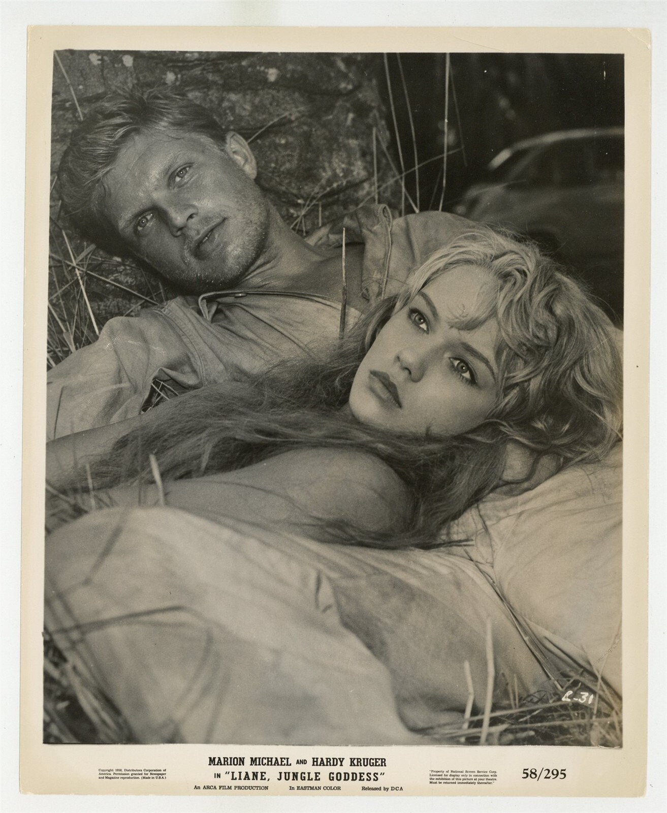 Marion Michael 1958 Liane Jungle Goddess 8x10 Hardy Kruger Original Pulp Photo J
