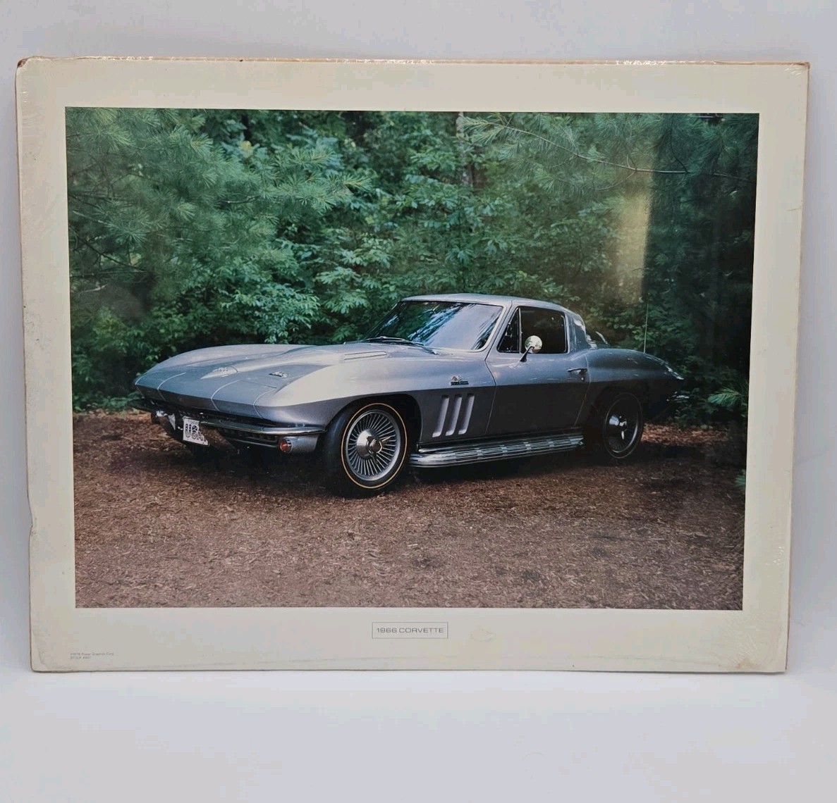 1966 Corvette Showroom Poster Dealer Promo Car Photo Vintage Display Silver 1966 Corvette Showroom Poster Dealer Promo Car Photo Vintage Display Silver