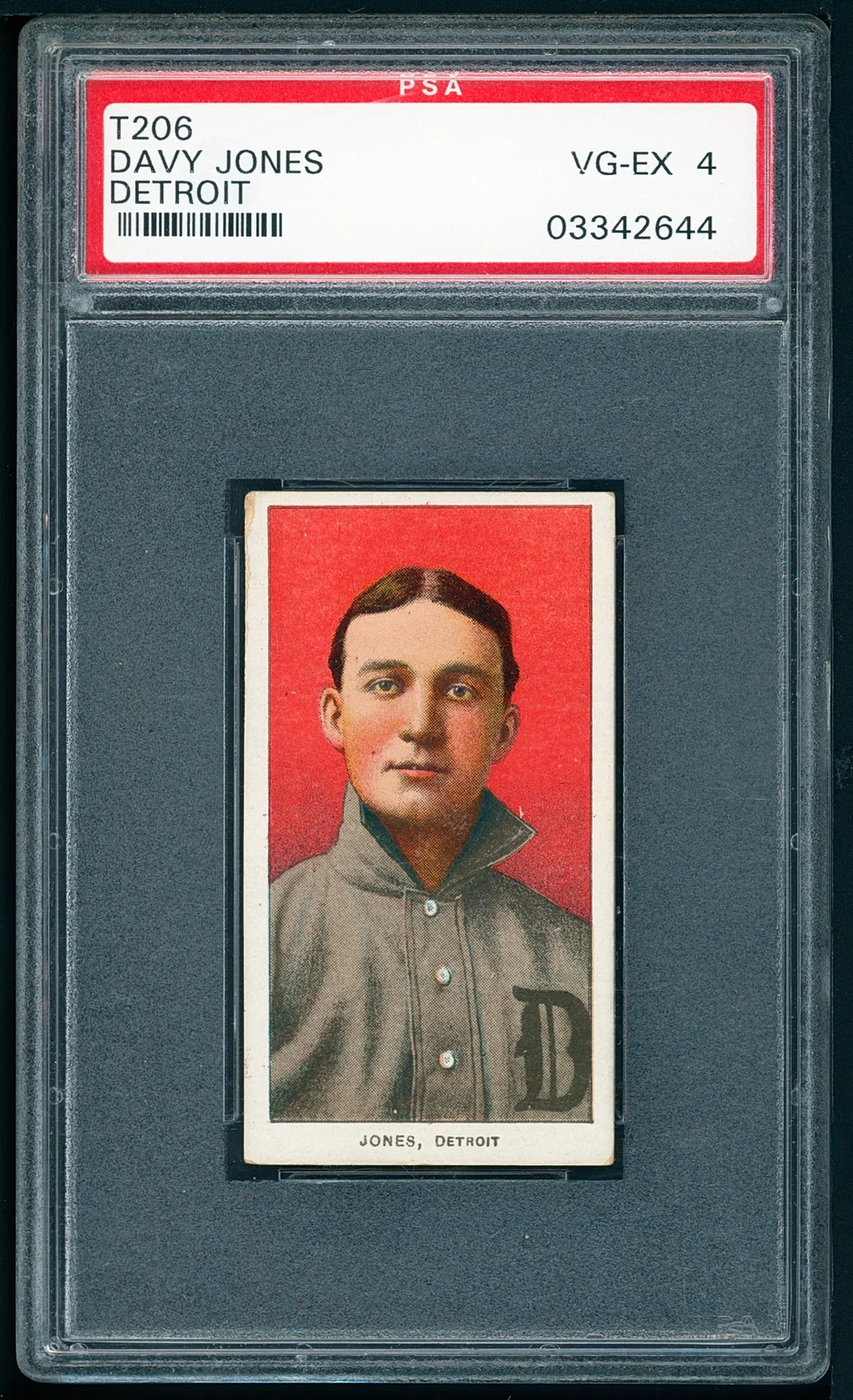 1909-11 T206 Piedmont Portrait Davy Jones Detroit Beautiful Color PSA 4++