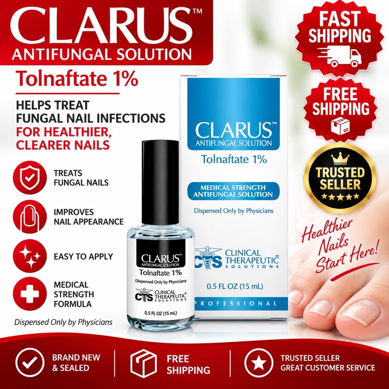 Clarus Antifungal Solution 15mL  BEST PRICE ON MARKET  exp 10/26
