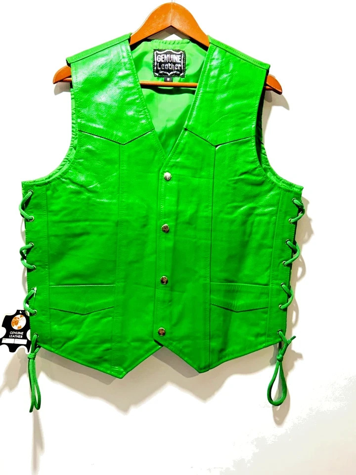 Men's Club Style Leather Motorcycle Vest – 6 Colors – XS to 5XL Men's Club Style Leather Motorcycle Vest – 6 Colors – XS to 5XL