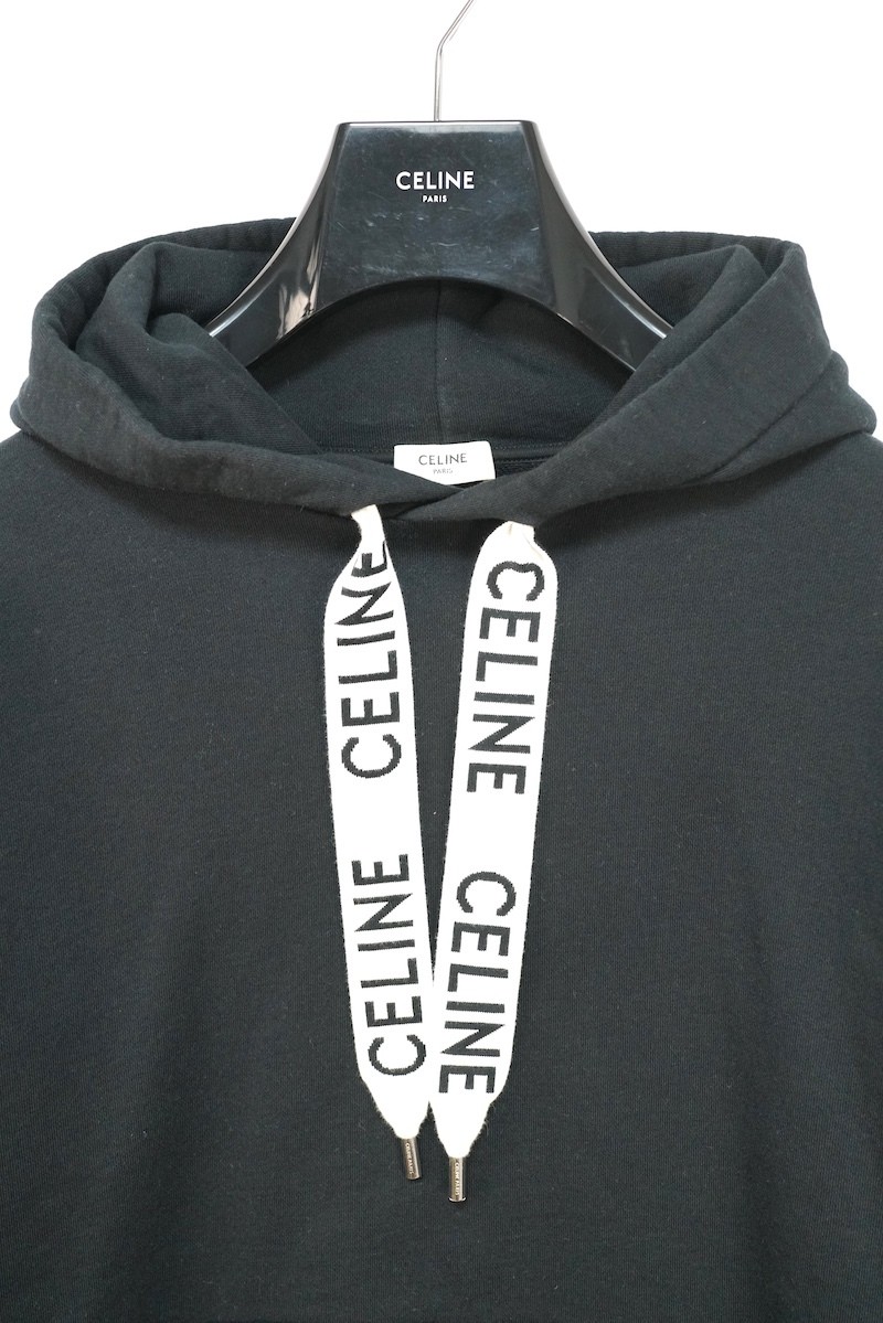 2021AW CELINE Loose Sweatshirt Cotton Fleece Logo Hoodie Black Size M 2Y468670Q