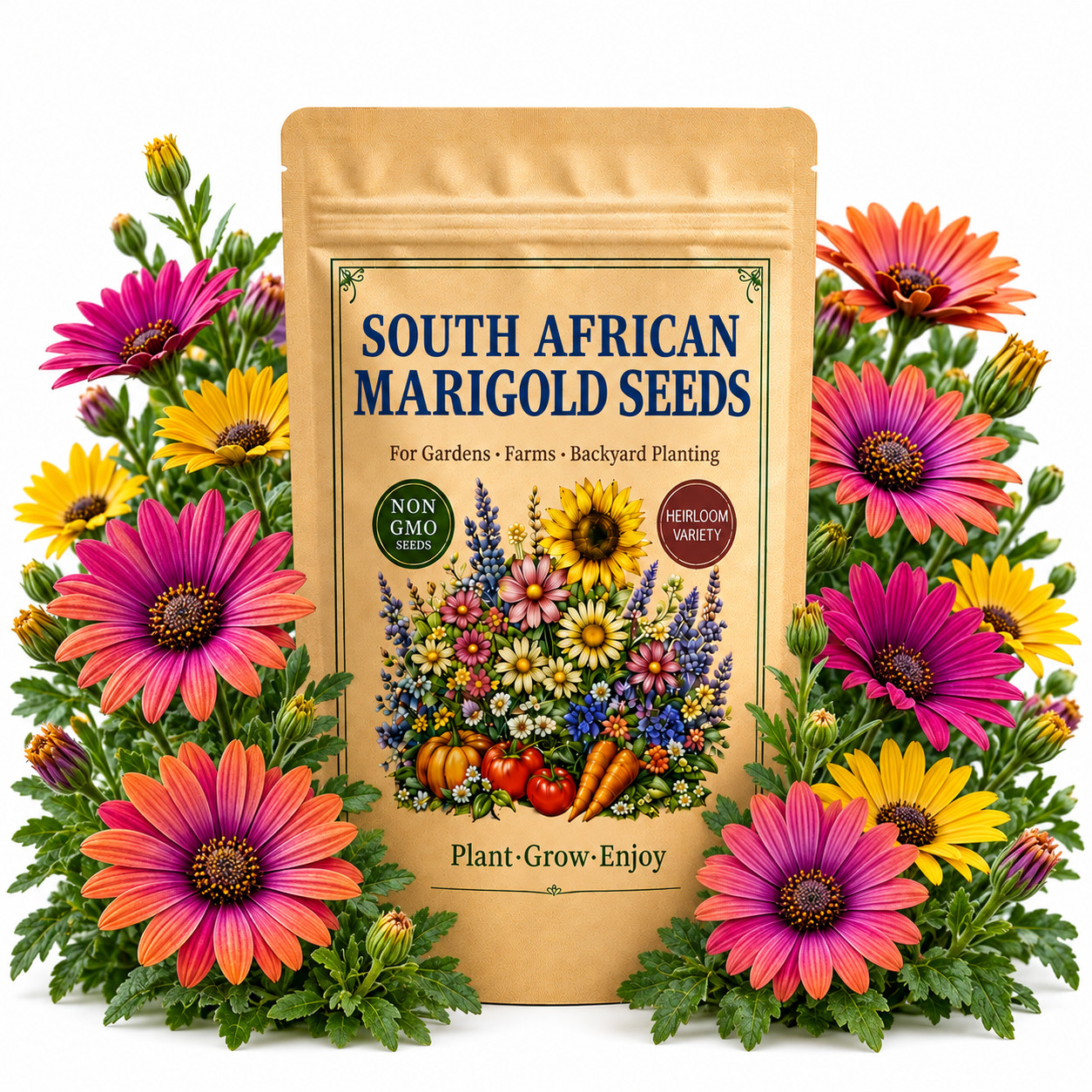 50 South African Marigold Seeds - Garden Flowers for Home Planting Pollinator 50 South African Marigold Seeds - Garden Flowers for Home Planting Pollinator