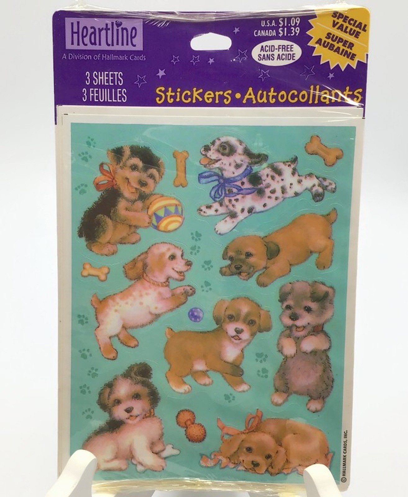 Heartline Hallmark Vintage Puppy Dog Stickers Pack 3 Sheets Sealed New Old Stock Heartline Hallmark Vintage Puppy Dog Stickers Pack 3 Sheets Sealed New Old Stock