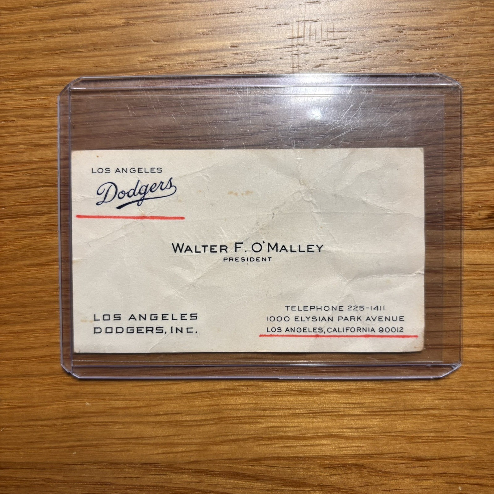 Vintage Walter F. O'Malley Los Angeles Dodgers Owner Business Card Vintage Walter F. O'Malley Los Angeles Dodgers Owner Business Card