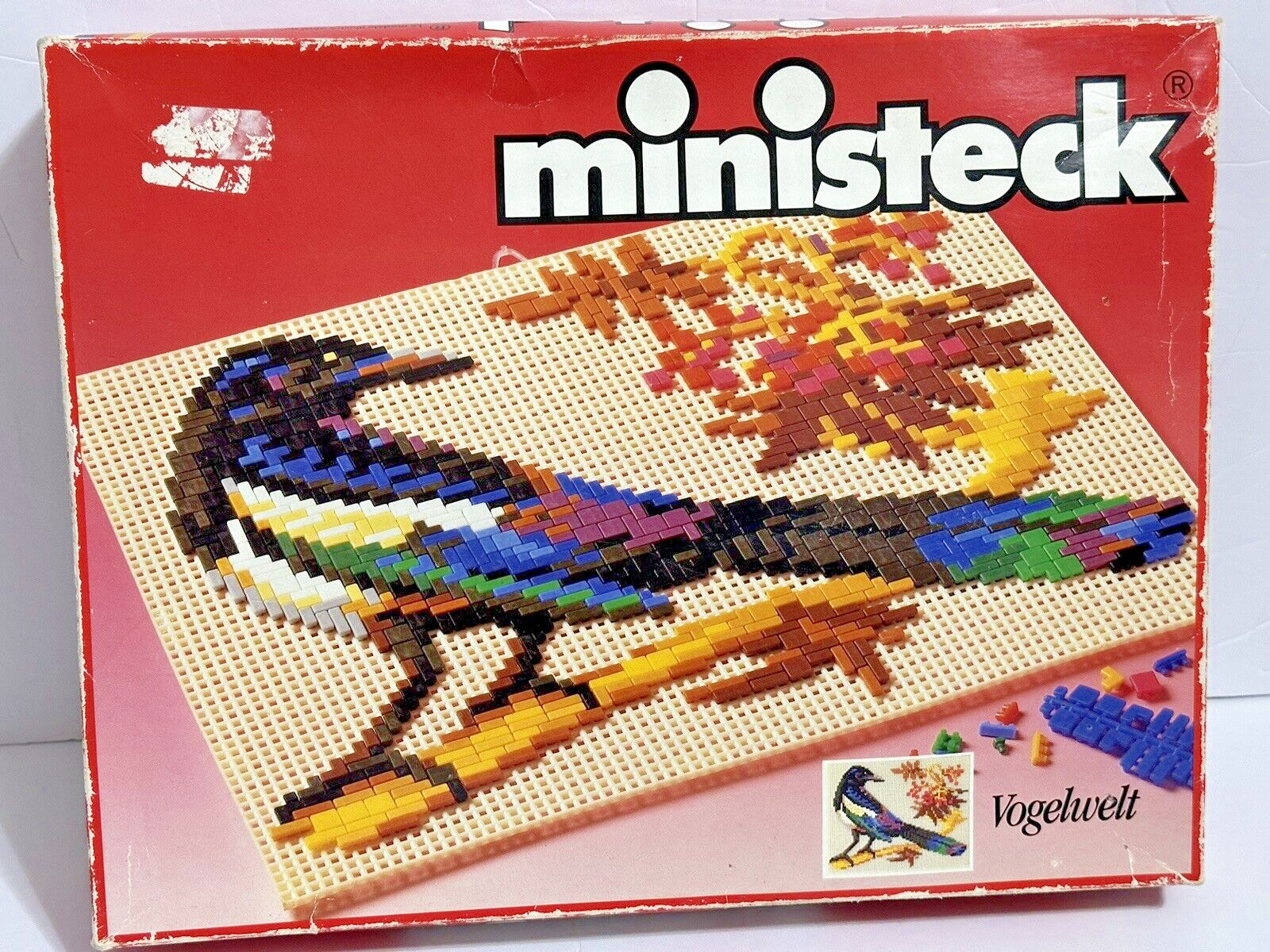 Vintage German Ministeks Vogelwelt Birds Mosaic Tile Craft Box Set with Booklets