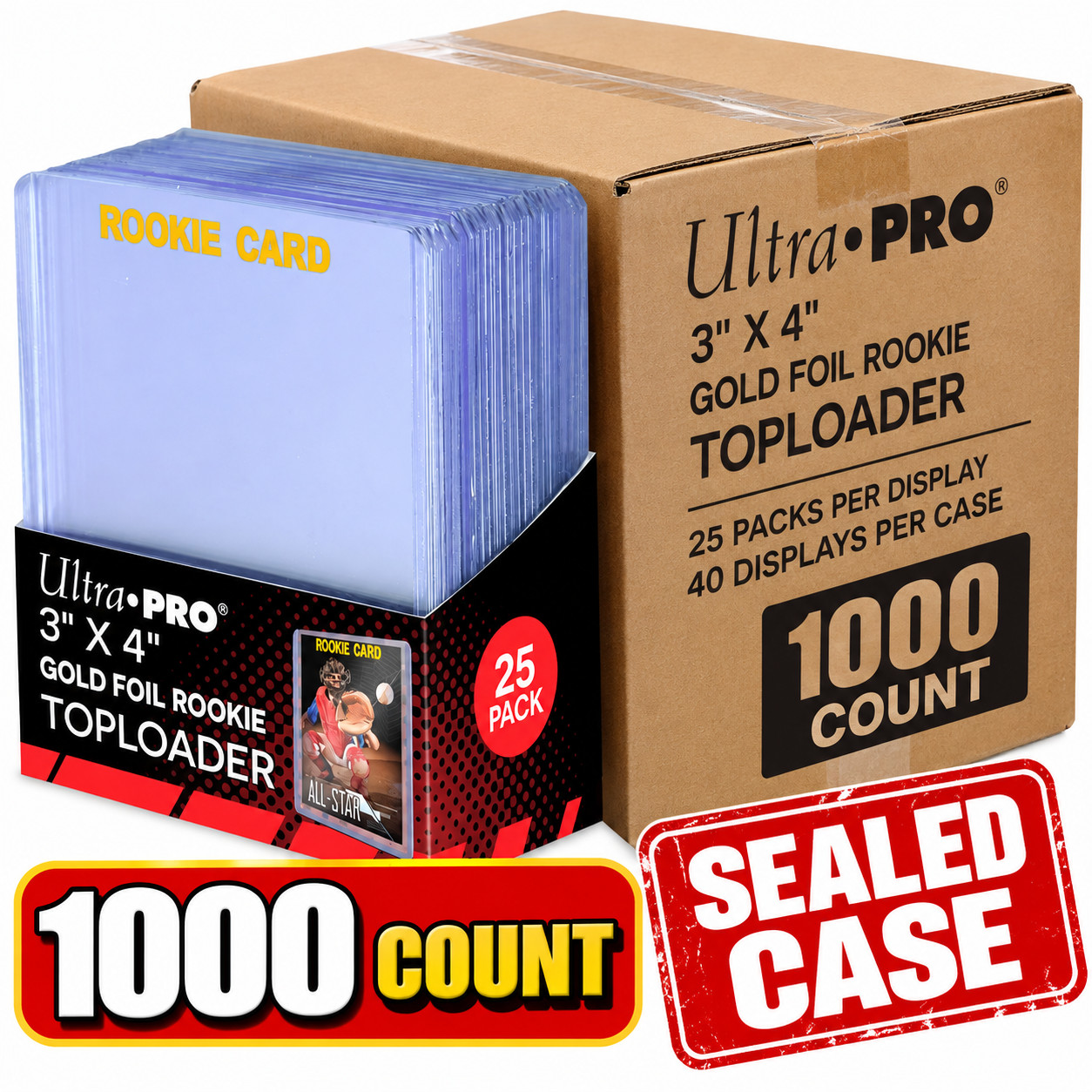 Case of 1000 Ultra Pro Clear Rookie Gold TOP LOADER Sleeves (1000ct) Standard Case of 1000 Ultra Pro Clear Rookie Gold TOP LOADER Sleeves (1000ct) Standard