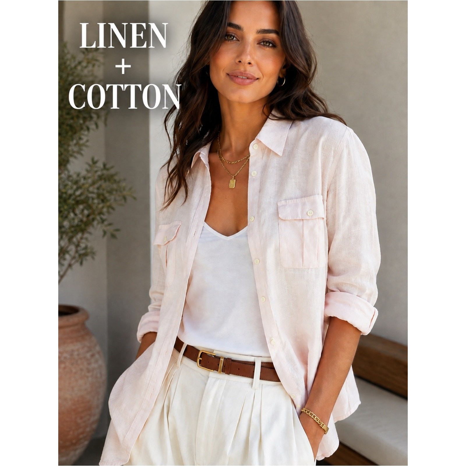 Banana Republic Soft Wash Linen Cotton Button-Down Shirt Blush Pink XL