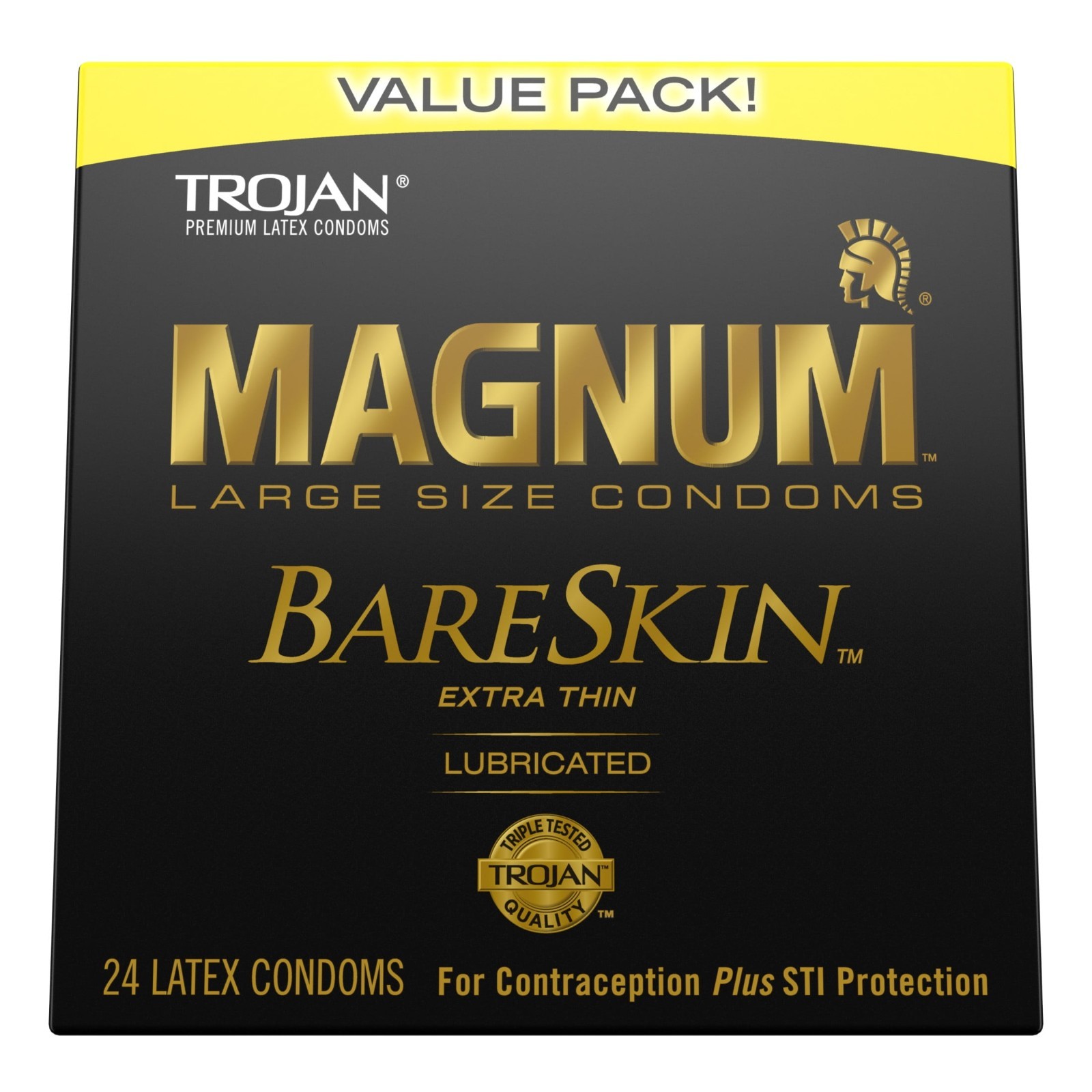 Trojan Magnum BareSkin Large Lubricated Condoms, 24 Count Value Pack.