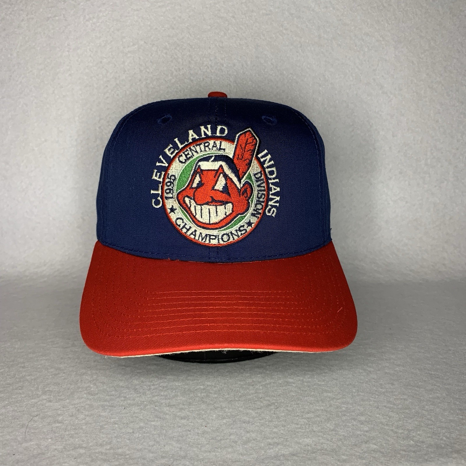 Vintage Starter Cleveland Indians Hat Snapback Blue Baseball 1995 Division Champ