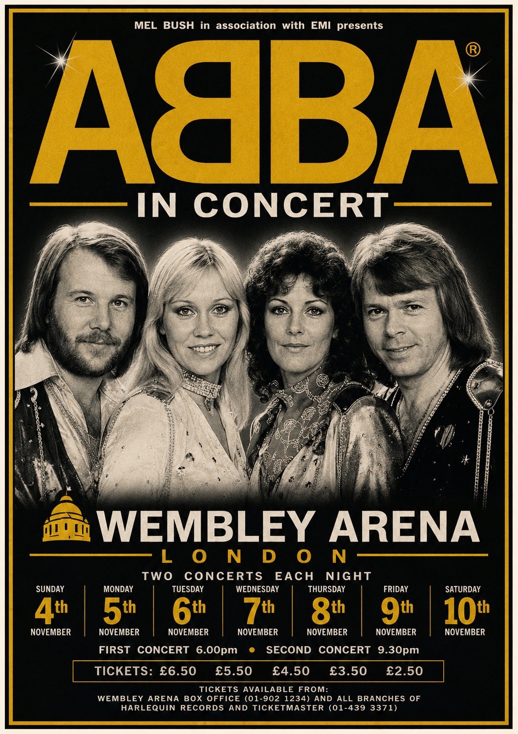 ABBA Wembley Arena Concert A4 350gsm Print ABBA Wembley Arena Concert A4 350gsm Print