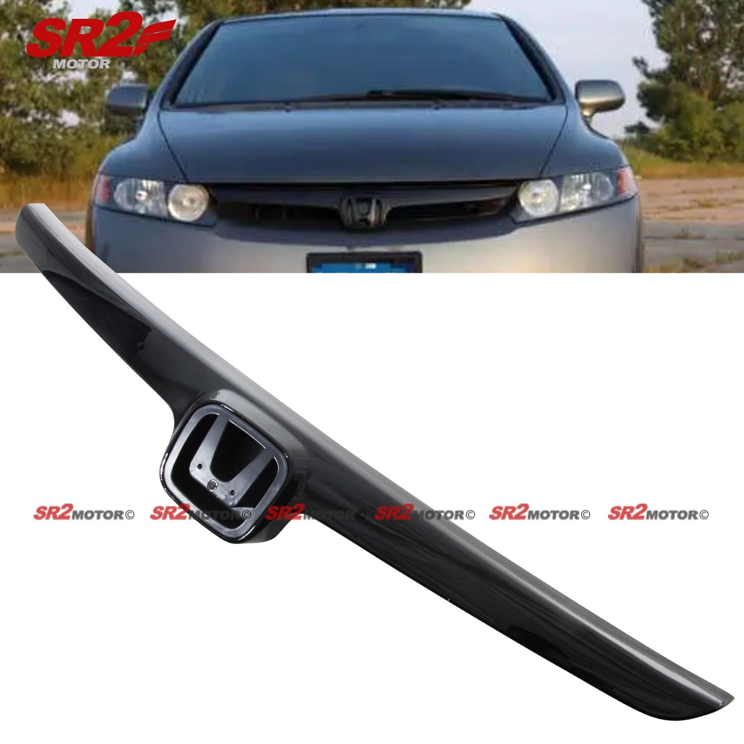 For 2006-2008 Honda Civic Sedan Front Grill Black Trim Molding Grille Cover For 2006-2008 Honda Civic Sedan Front Grill Black Trim Molding Grille Cover