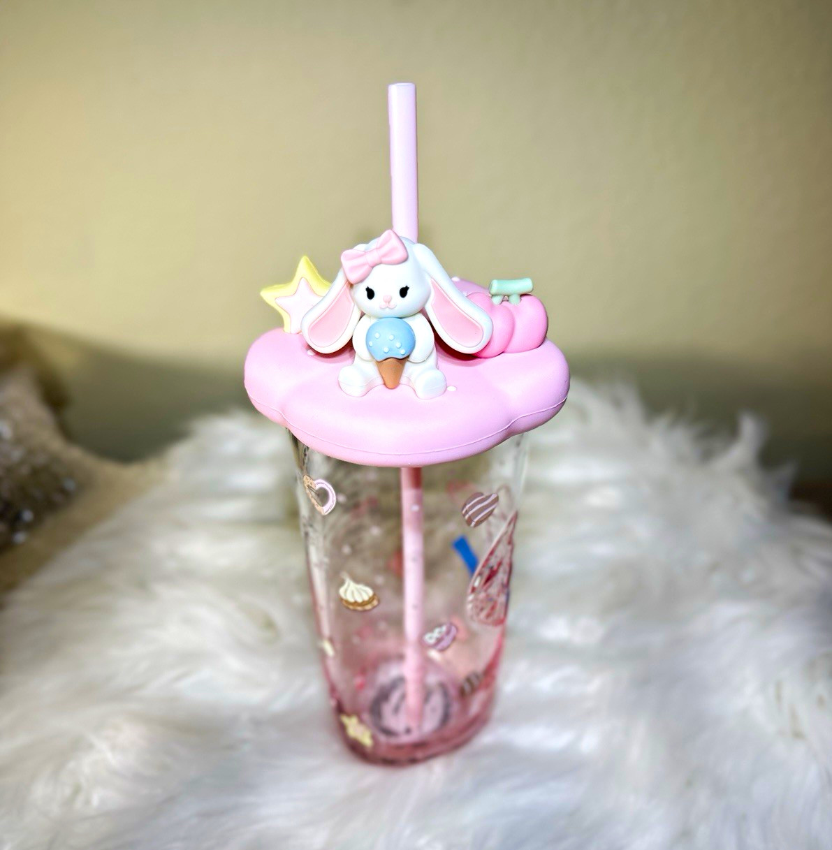 Sanrio Cinnamoroll Pink & Clear Tumbler Cup with Lid and Straw