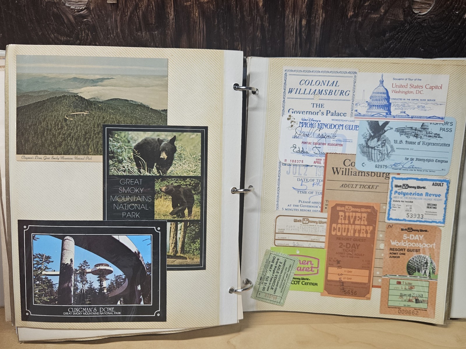 1983 Walt Disney World East Coast Travel Scrapbook River Country EPCOT Tickets 1983 Walt Disney World East Coast Travel Scrapbook River Country EPCOT Tickets