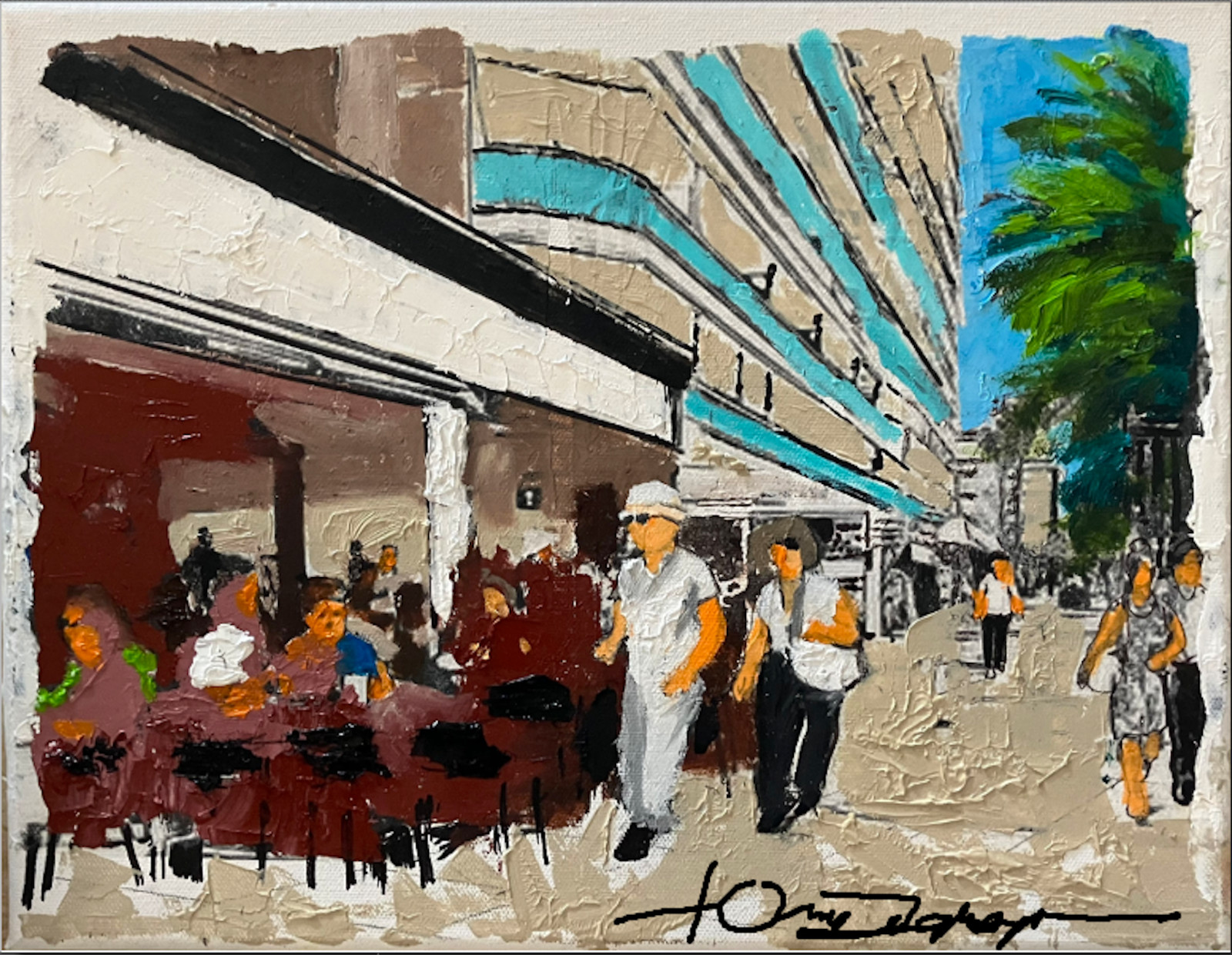 Original 11x14 oil on canvas, vibrant turquoise tones, signed by artist.
