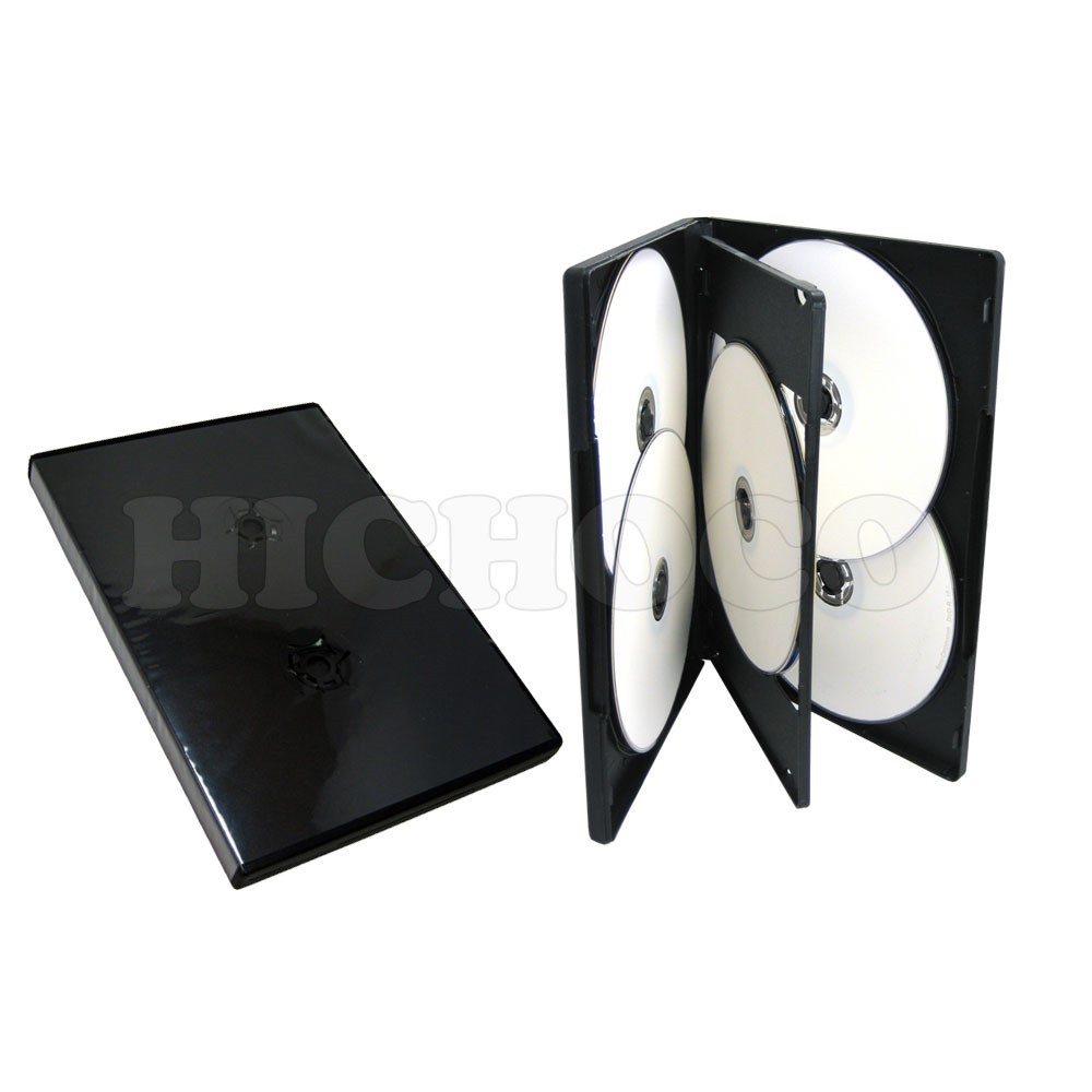 100 ct Standard 14mm Multi Hold 6 Disc Six CD DVD Black Case Movie Box Wholesale