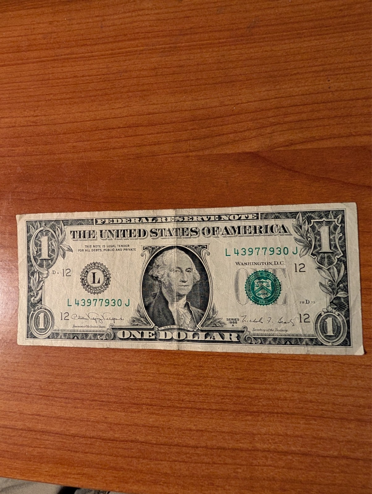 1988 A $1 San Francisco Federal Reserve Note Bill 1988 A $1 San Francisco Federal Reserve Note Bill