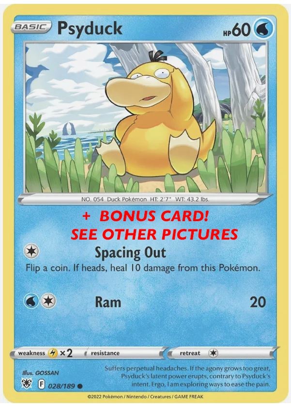 Psyduck Official TCG Card + Bonus Queue Squad Card | VERY POPULAR LOW STOCK Psyduck Official TCG Card + Bonus Queue Squad Card | VERY POPULAR LOW STOCK