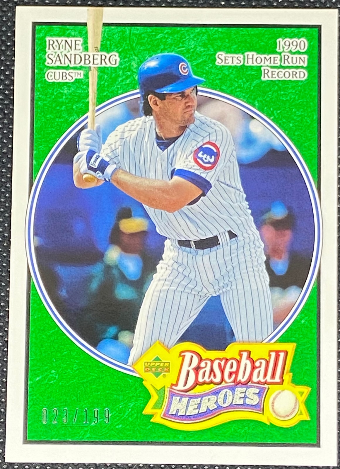 2005 Upper Deck Baseball Heroes #68 Ryne Sandberg Emerald # 023/199 HIS JERSEY #