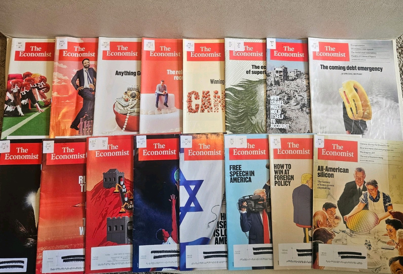 Lot of 16 The Economist Magazines Various Dates August - November 2025  Library 