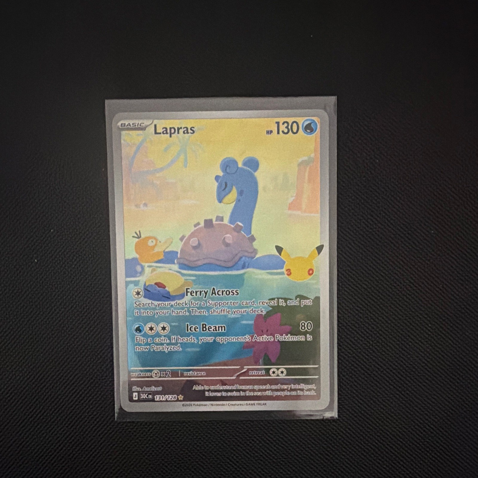 Pokémon TCG Lapras 131/128 Illustration Rare Me: 30th Celebration Holo English
