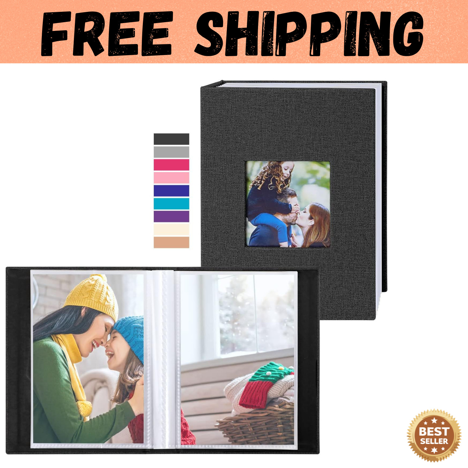 Photo Album 4x6 100 Pockets 2 Packs Small Mini Capacity Linen Photo Album Bulk