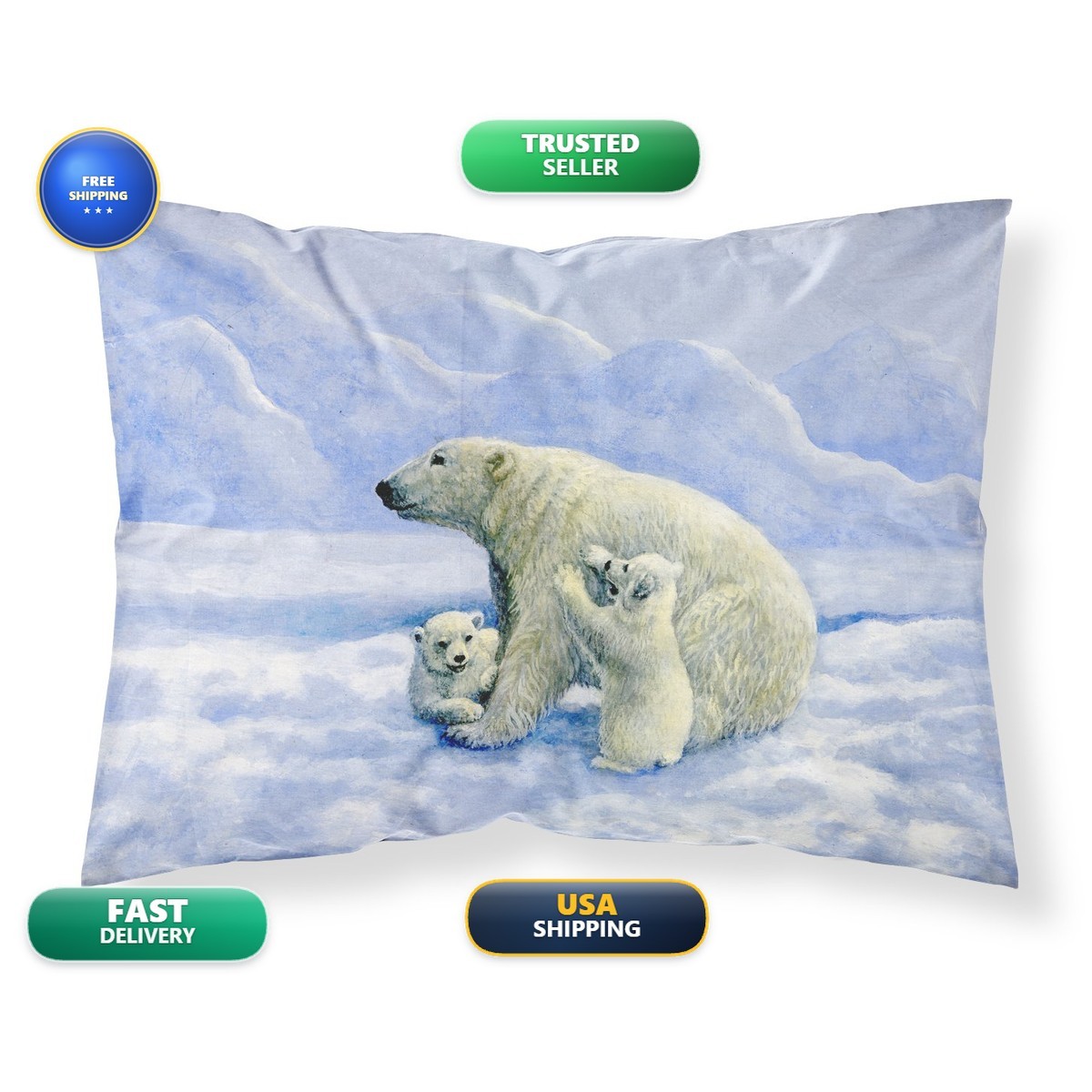 Caroline\'s Treasures BDBA0428PILLOWCASE Polar Bears by Daphne Baxter Standard