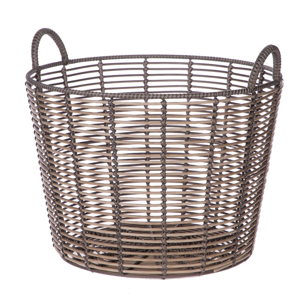 Extra Large Round Poly  Decorative Storage Basket with Handles, 18.7 in x 16 in