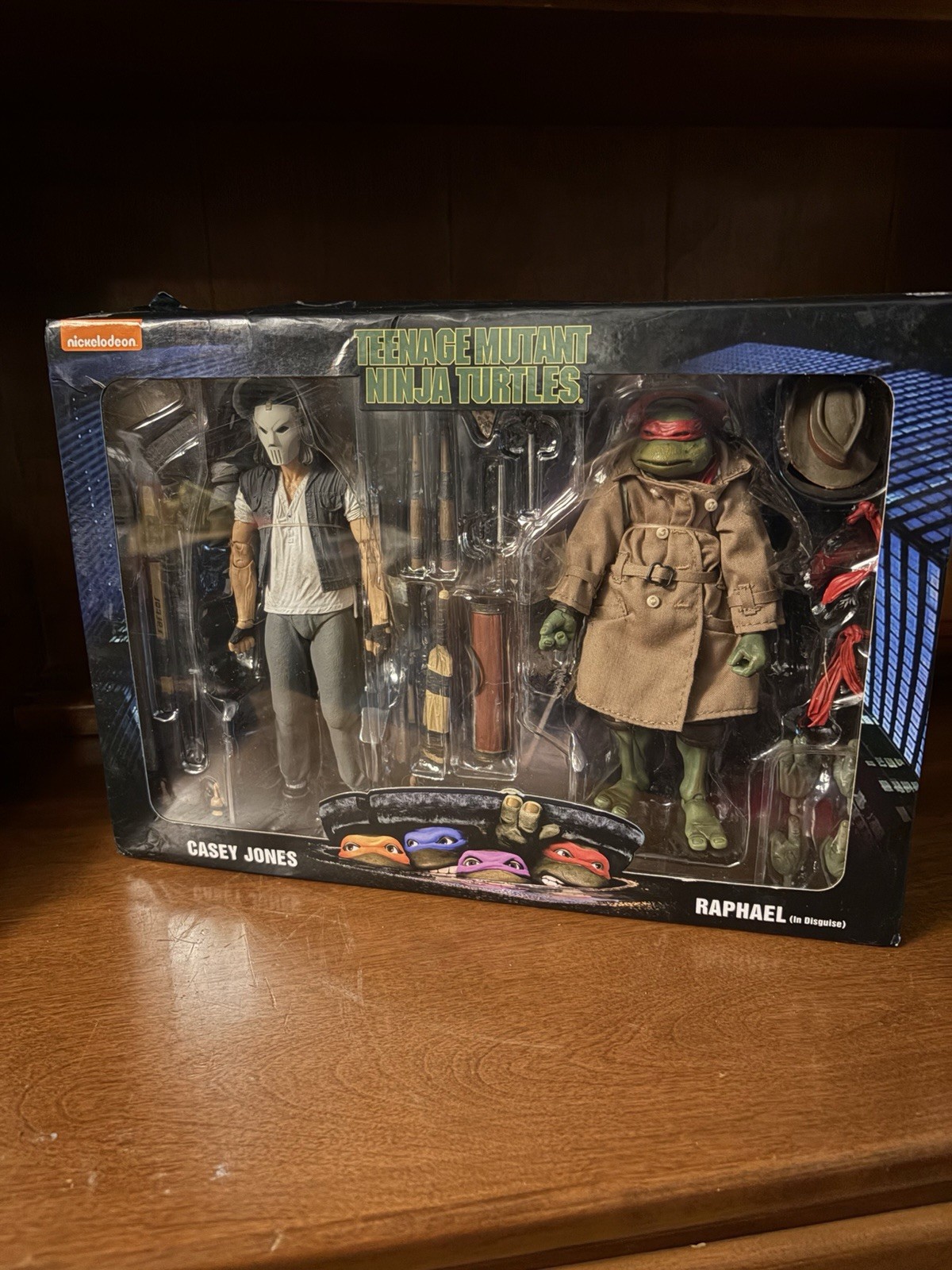 NECA TMNT Casey Jones & Raphael Action Figure Damaged box, unopened.