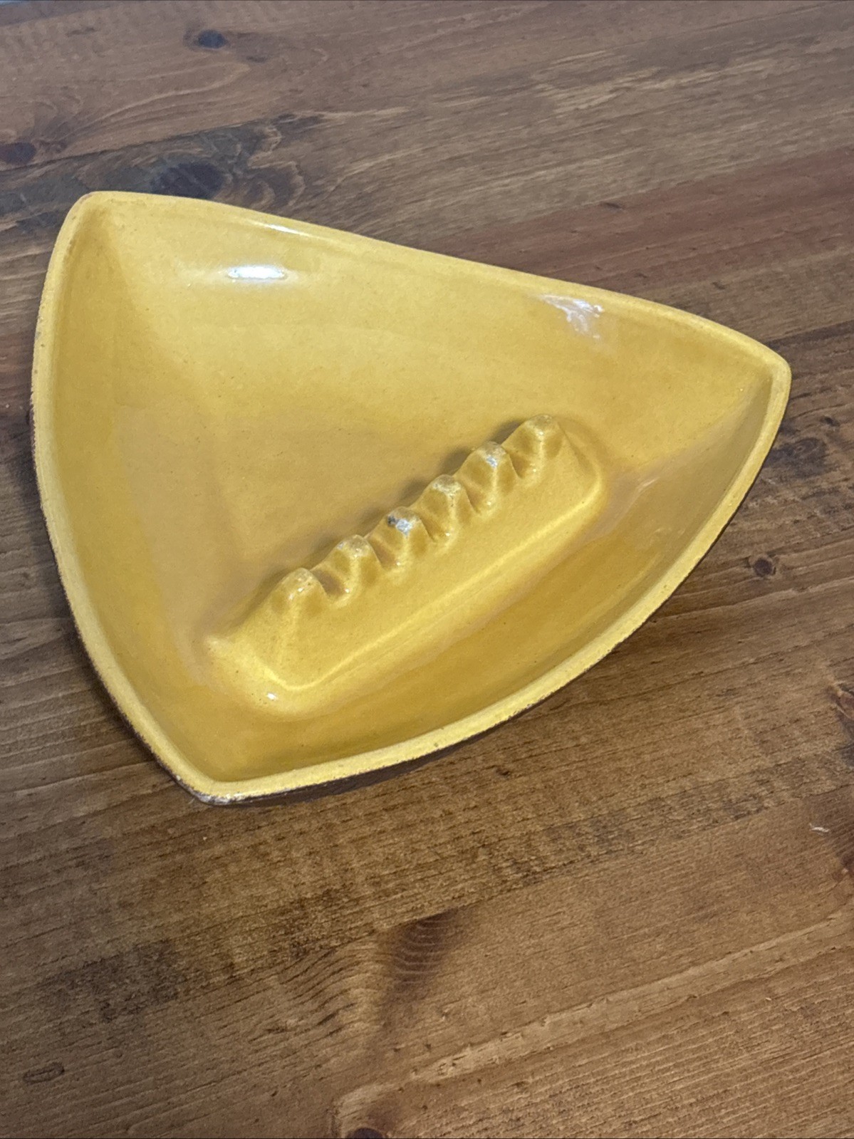 Vintage MCM Mustard Yellow Triangle ASHTRAY Ceramic 7003 California Pottery USA