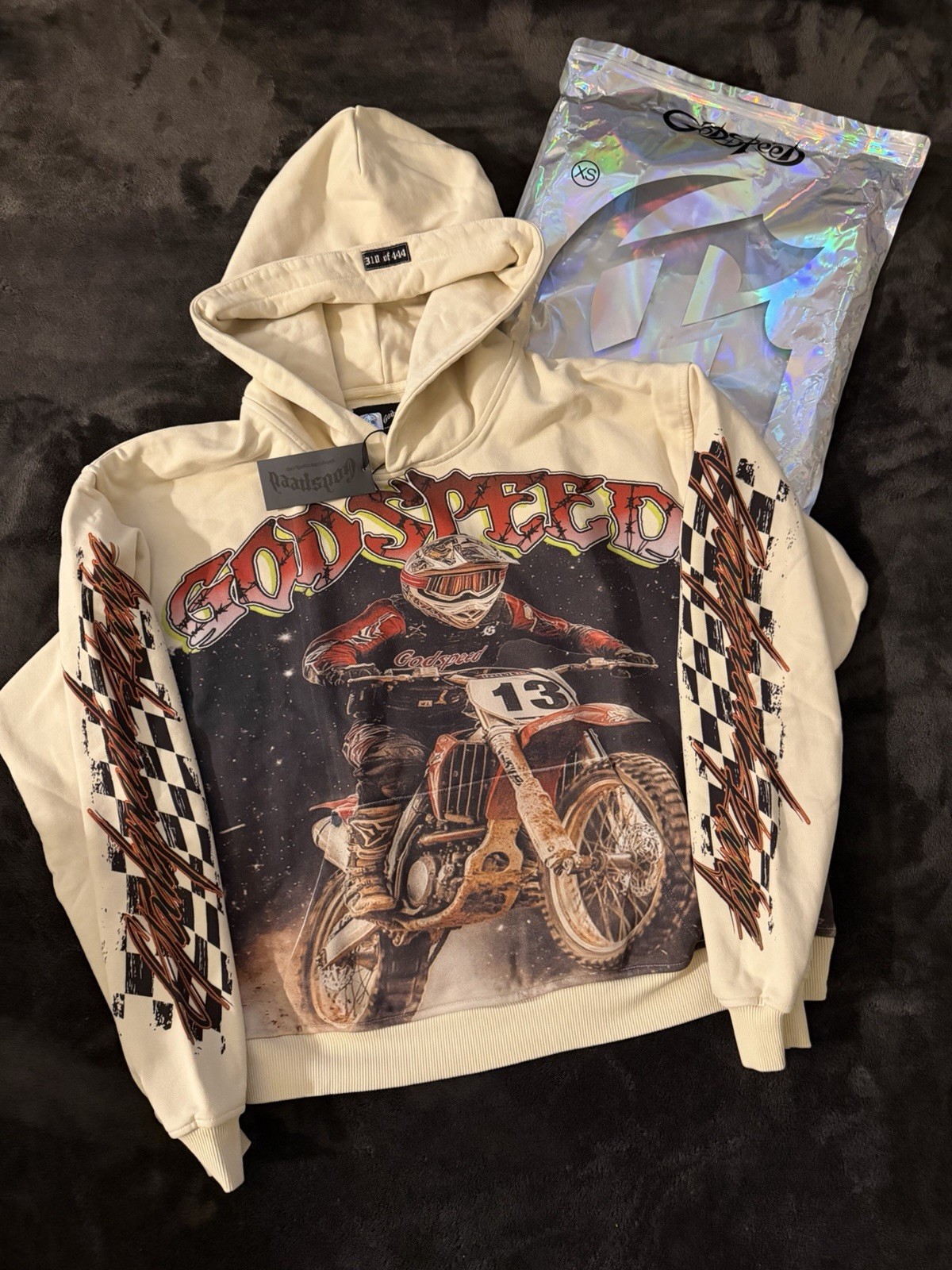 Godspeed Men’s Creme Motorcycle Racing Graphic Pullover Hoodie XS Fits a Small Godspeed Men’s Creme Motorcycle Racing Graphic Pullover Hoodie XS Fits a Small