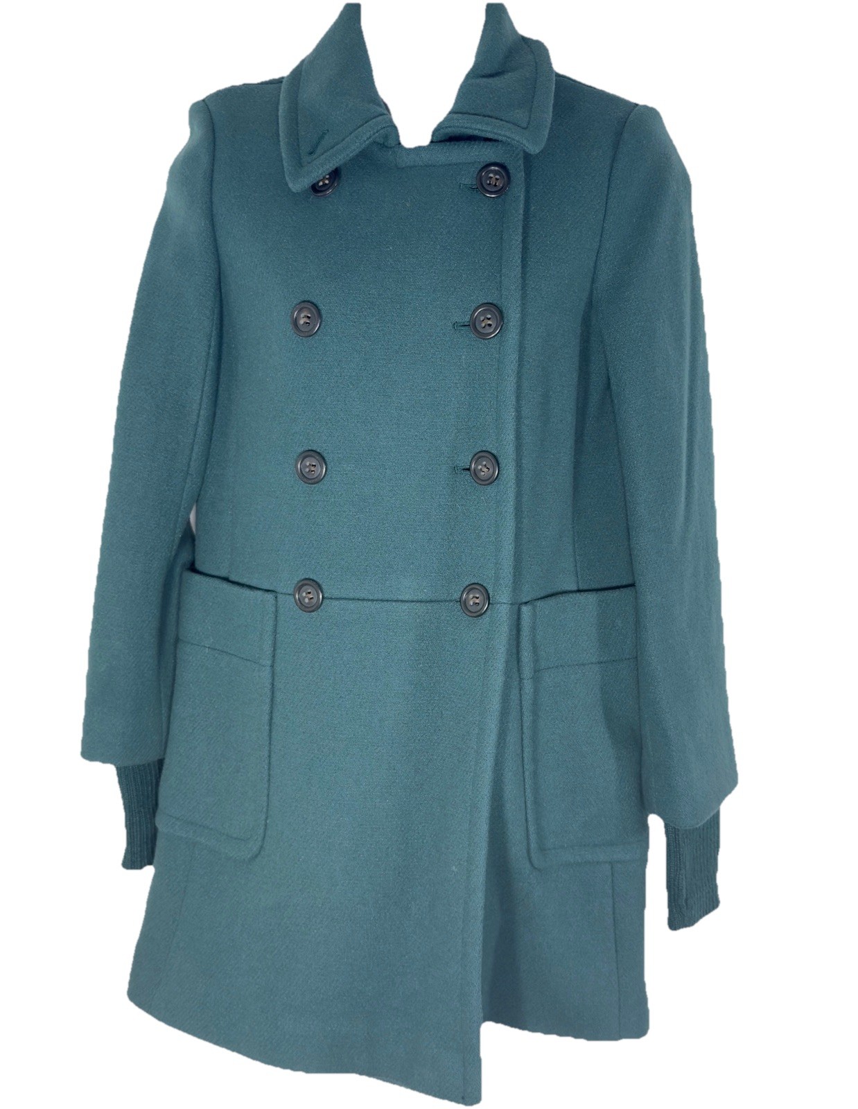 J.Crew Women\'s Coat Size 2 Green Nello Gori Stadium Cloth Wool Double Breasted