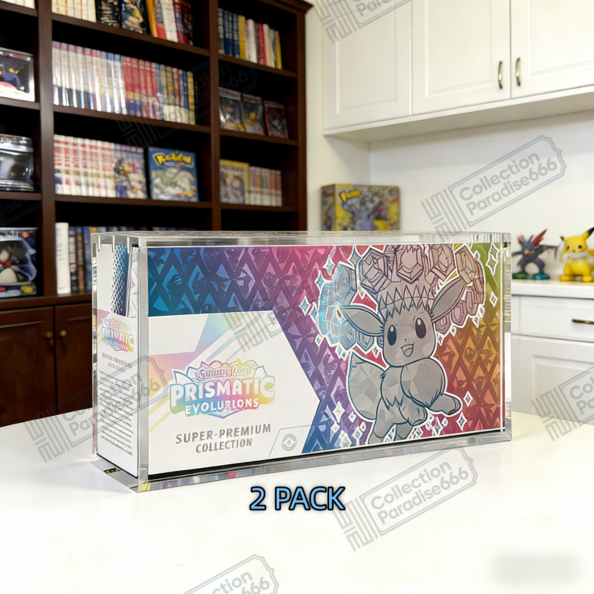 2 Pack Prismatic Evolutions Super Premium Collection SPC Acrylic Display Case