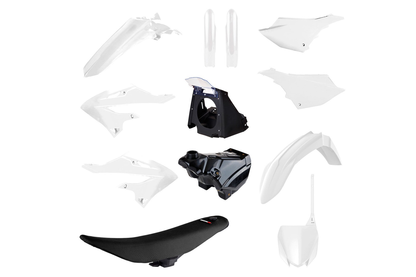 White Polisport Full Restyled Plastic Kit fits Yamaha: YZ125 (2002-2021), YZ2...