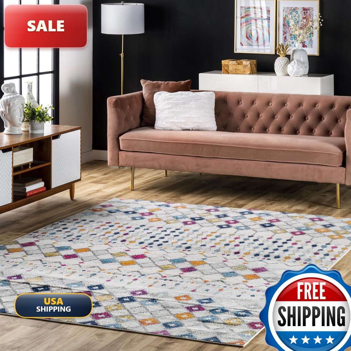 nuLOOM Blythe Multicolor Trellis Power Loomed Area Rug 4' x 6'