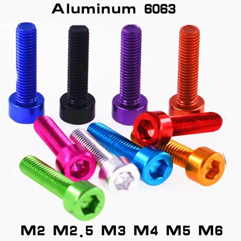 10Pcs Aluminum DIN912 Allen Screws M2-M6 Hex Socket Cap Head Colorful Bolts
