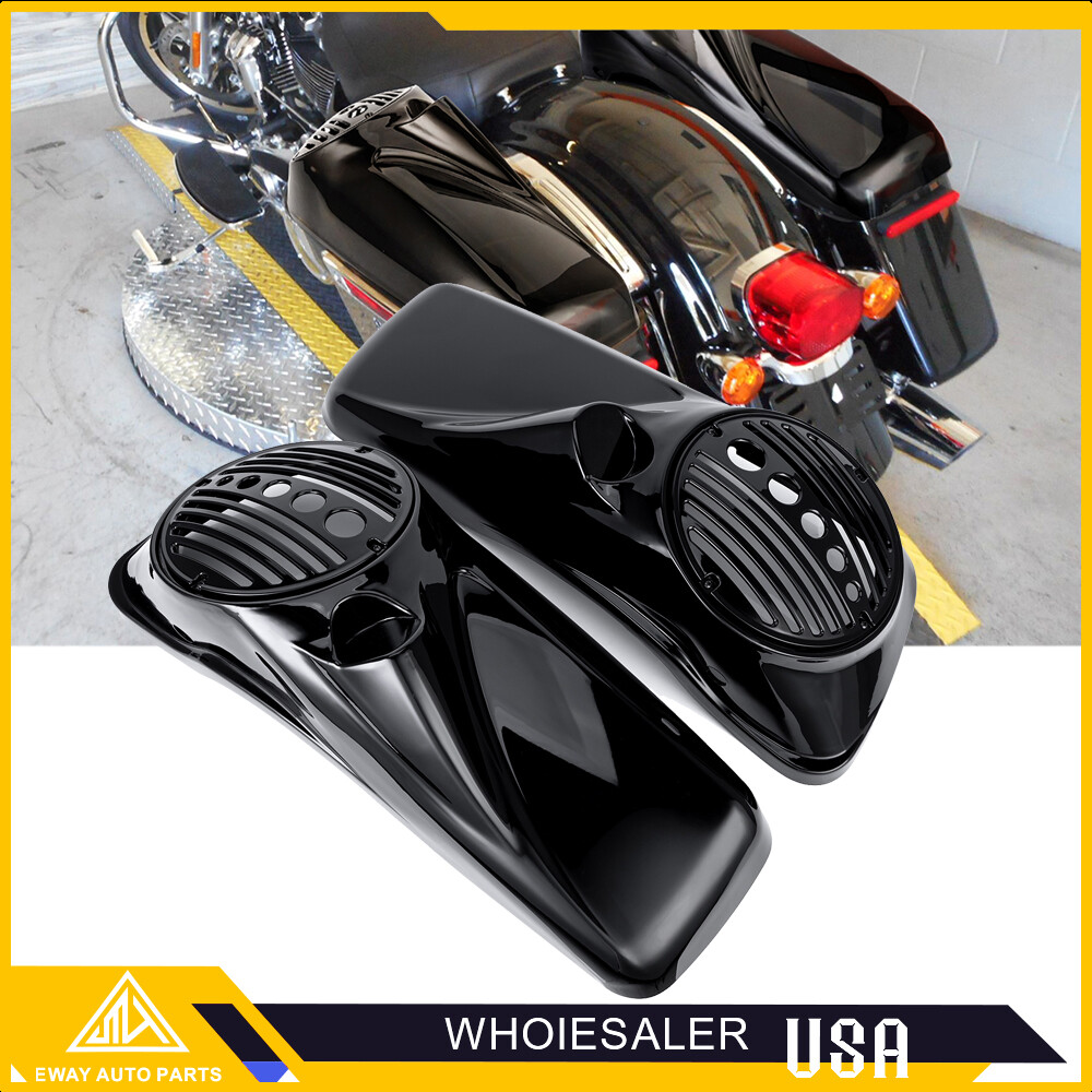 Vivid Black 8 inch Speaker Lids With Tweeter For Harley Touring 2014-2023 Models