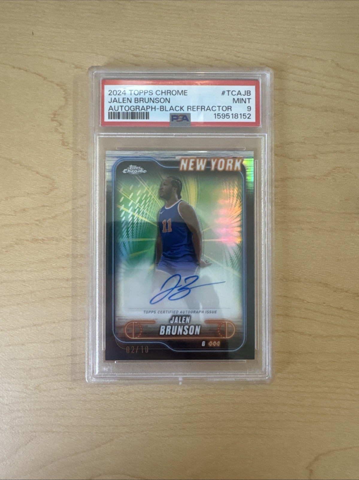 2024 Topps Chrome Jalen Brunson Black Refractor Auto #/10 PSA 9 #TCAJB Knicks