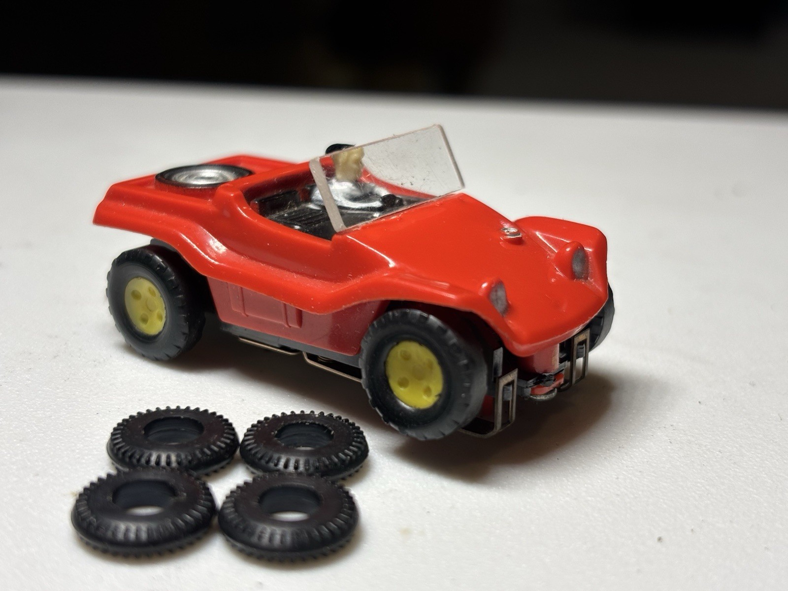 Vintage Aurora TJet Red Dune Buggy Roadster #1398 HO Slot Car
