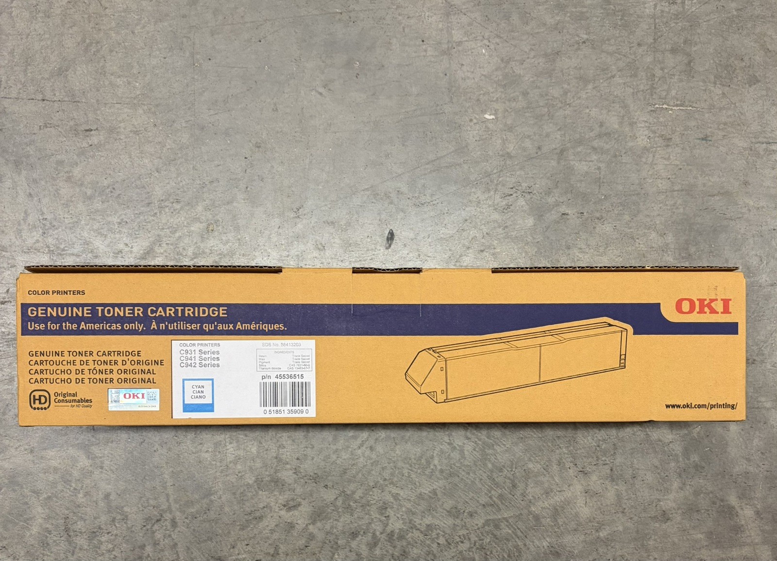 NEW OKI Genuine Original Cyan Laser Toner 45536515  for C931 C941 C942