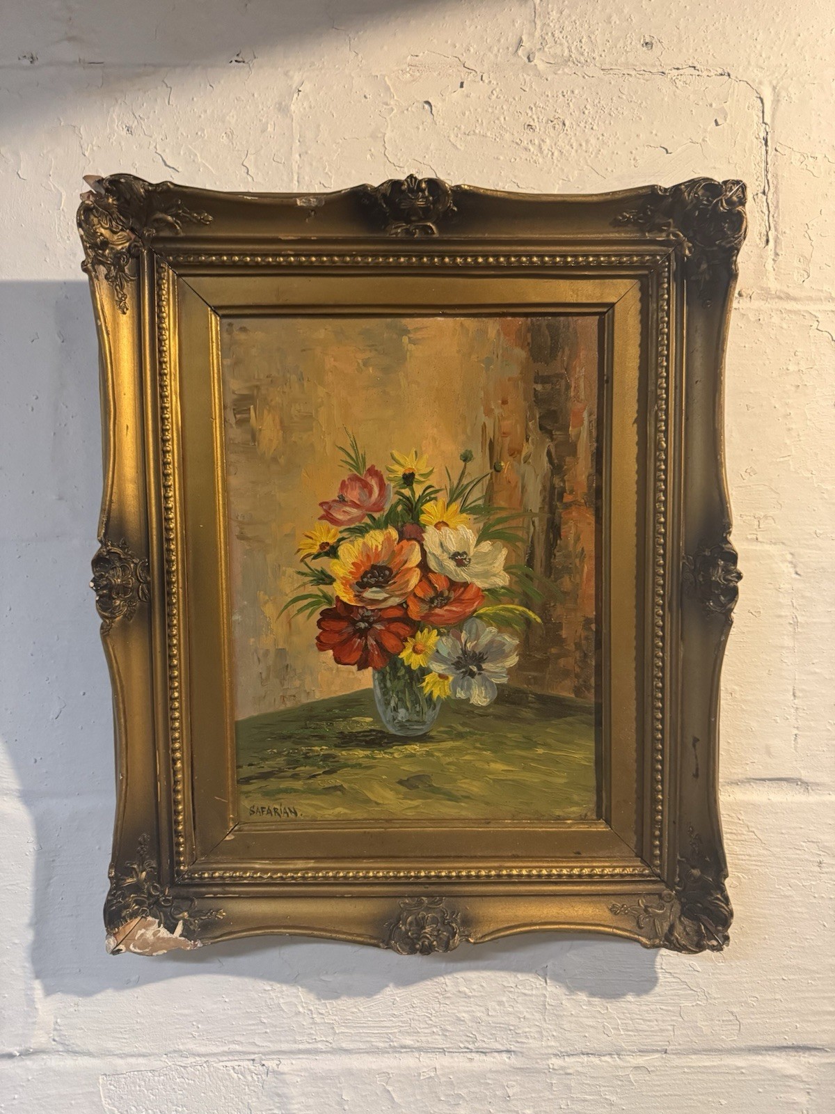 Safarian Small Impressionist Floral Still Life Painting, Signed, Framed