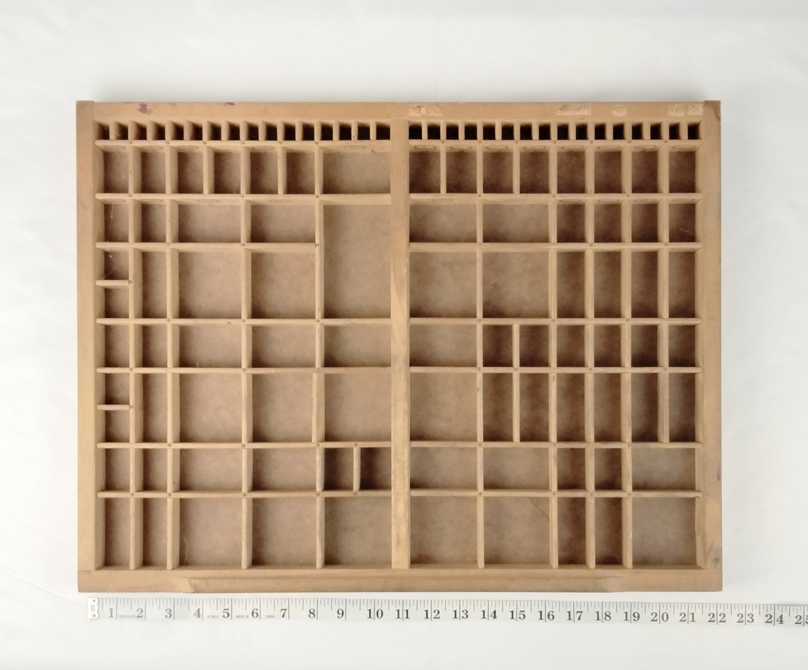 Antique Letterpress Printer Tray Wood Type Drawer Shadow Box Display 16.5” X 22”